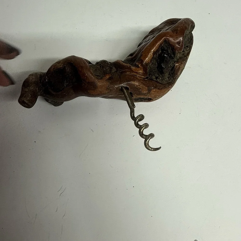Vintage‎ Burl Grape Vine Root Wood Cork Screw Wine Bottle Opener Brown Bar 7